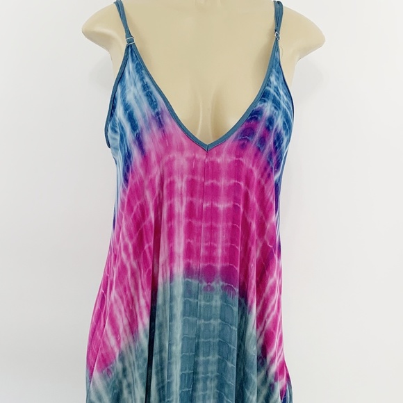 Tie Dye Print Linen Blend Maxi Dress - Picture 2 of 8